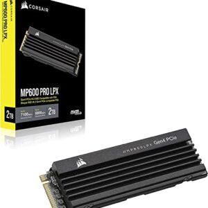 Corsair MP600 PRO LPX 2TB M.2 NVMe PCIe x4 Gen4 SSD - Optimized for PS5 (Up to 7,100MB/sec Sequential Read & 6,800MB/sec Sequential Write Speeds, High-Speed Interface, Compact Form Factor) Black