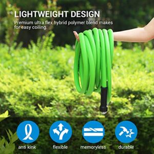 DEWENWILS Garden Hose 25 ft x 5/8", Water Hose with SwivelGrip, Heavy Duty, Lightweight, Flexible Hose for Plants, Car, Yard, 3/4 Inch Solid Fittings, Drinking Water Safe