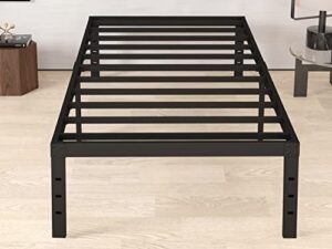 goltriever twin xl bed frames, 18 inch high heavy duty metal frame, 2500lbs non-slip steel slats support bed frame with storage, no box spring needed, easy assembly, black