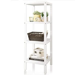 smibuy bathroom storage shelf, 4-tier bamboo rack organizer, multifunctional shelving unit for living room bedroom kitchen (white)