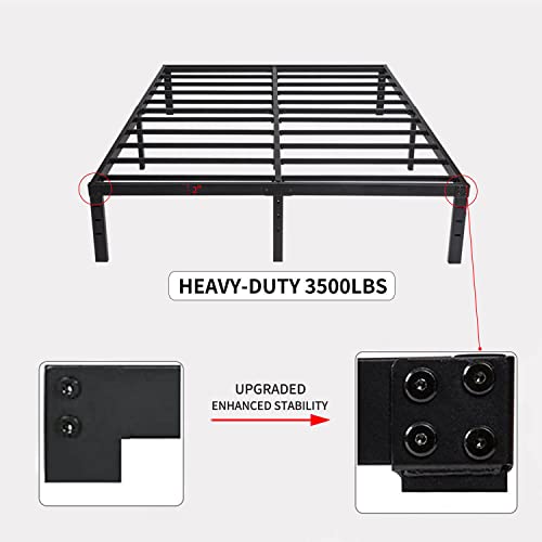 AMSEJOPS King Bed Frame, 16 Inches Metal Platform Bedframe with Steel Slat Support, Hold up to 3500lbs, Noise-Free, Easy Assembly