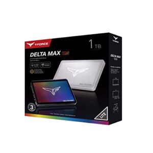 TEAMGROUP T-Force Delta MAX Lite(Dramless) White ARGB 1TB with 3D NAND TLC 2.5 Inch SATA III Internal SSD (R/W Speed up to 550/500 MB/s) T253TM001T0C425