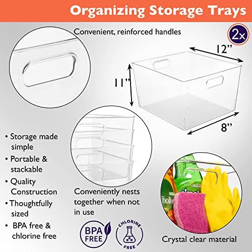 ClearSpace Clear Plastic Storage Bins – XL 2 Pack Perfect Kitchen Organization or Pantry Storage – Fridge Organizer, Pantry Organization and Storage Bins, Cabinet Organizers