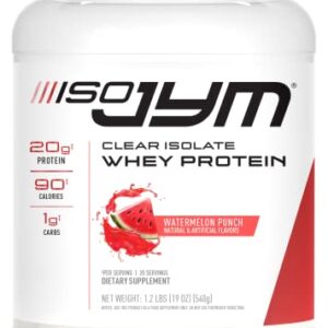 JYM Supplement Science Iso JYM Watermelon, 90 Calories, 100% Whey Protein Isolate, Zero Fat, Zero Sugars, Mixes Clear, for Women & Men, 20 Servings