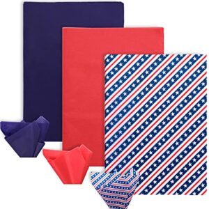 whaline patriotic tissue paper patriotic star stripe pattern tissue paper red blue wrapping paper 4th of july art tissue art tissue for independence day gift packing party decorations, 14x20 inch