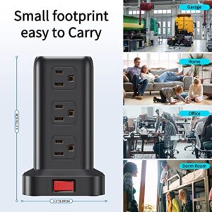 Extension Cord with Multiple Outlets, Surge Protector Power Strip Tower, 12 AC 4 USB (1 USB C)，Mini Power Strip with USB Ports, Surge Protector Tower 6.5FT Overload Protection for Home Office