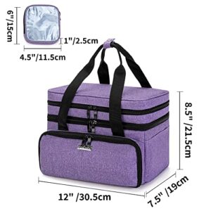 BAFASO Double Layer Sewing Accessories Organizer with 2 Detachable Pouches, Large Sewing Storage Bag for Sewing Tools (BAG ONLY), Purple