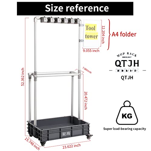 QTJH Cleaning Tool Tower  mop Holder Umbrella Stand，Cleaning Tool Storage Drain Tool Hanger 5S Shadow Board