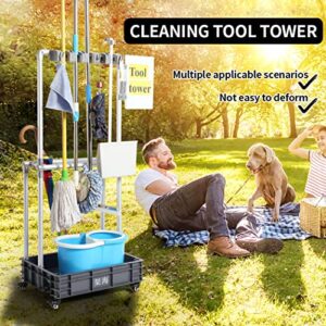 QTJH Cleaning Tool Tower  mop Holder Umbrella Stand，Cleaning Tool Storage Drain Tool Hanger 5S Shadow Board