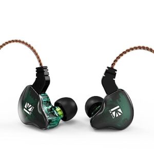 keephifi kbear in ear earphones kbear ks2 wired headphones 10mm 1ba+1dd in ear monitors with detachable cable hifi bass earbuds noise-isolating headset for audiophile musician (with mic, dark green)