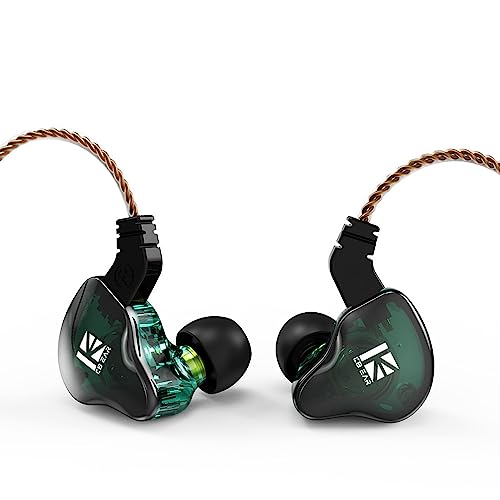 keephifi KBEAR in Ear Earphones KBEAR KS2 Wired Headphones 10mm 1BA+1DD in Ear Monitors with Detachable Cable HiFi Bass Earbuds Noise-Isolating Headset for Audiophile Musician (with mic, Dark Green)