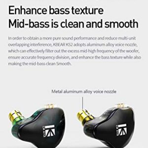 keephifi KBEAR in Ear Earphones KBEAR KS2 Wired Headphones 10mm 1BA+1DD in Ear Monitors with Detachable Cable HiFi Bass Earbuds Noise-Isolating Headset for Audiophile Musician (with mic, Dark Green)