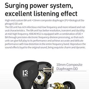 keephifi KBEAR in Ear Earphones KBEAR KS2 Wired Headphones 10mm 1BA+1DD in Ear Monitors with Detachable Cable HiFi Bass Earbuds Noise-Isolating Headset for Audiophile Musician (with mic, Dark Green)