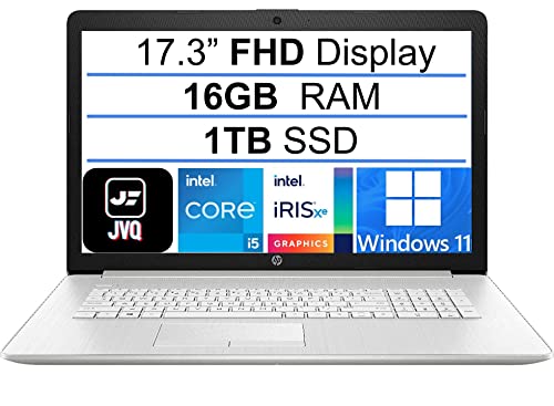 2022 HP Pavilion 17 Laptop, 17.3" FHD IPS Display, 11th Gen Intel i5-1135G7(Up to 4.2GHz, Beat i7-10710U), 16GB RAM, 1TB PCIe SSD, Backlit Keyboard, HDMI, WiFi, Bluetooth, Webcam, Windows 11+JVQ MP