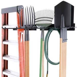 the ultimate garden tool organizer racks for wall mount - easy to install set of 2 yard tool holders for safe & simple garage/shed organization - durable utility hangers for shovels, rakes & more