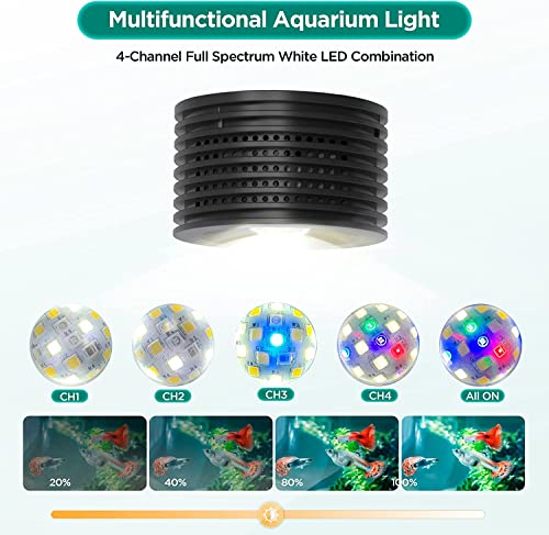 Lominie LED Aquarium Light, Full Spectrum Fish Tank Light, Clip on Freshwater Planted Light Adjustable Gooseneck for Saltwater Coral Fish Tanks, Dimmable Nano Refugium Tank Light Supports Remote WiFi