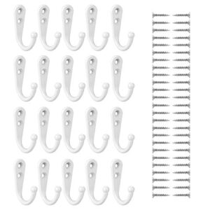 eboot 20 pieces wall mounted hook robe hooks single coat hanger and 50 pieces screws (white)