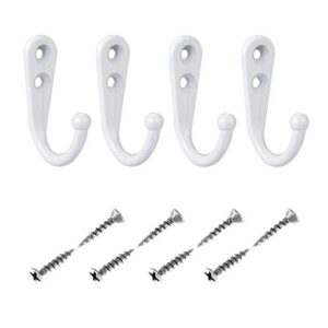 eBoot 20 Pieces Wall Mounted Hook Robe Hooks Single Coat Hanger and 50 Pieces Screws (White)