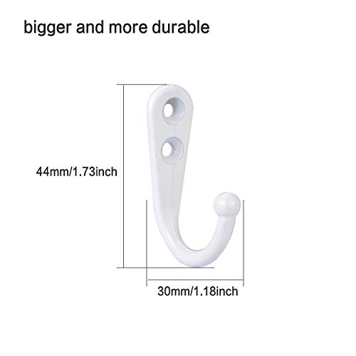 eBoot 20 Pieces Wall Mounted Hook Robe Hooks Single Coat Hanger and 50 Pieces Screws (White)