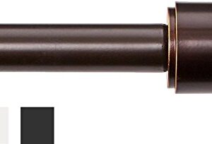 Amazon Basics 1" Curtain Rod with Cap Finials, 72" to 144" and Decorative Curtain Holdback, Set of 2, Espresso (Dark Bronze)