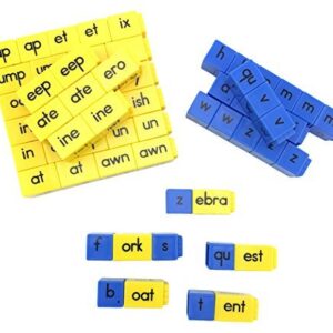 hand2mind Reading Rods Letters and Words, Build a Word with Alphabet Blocks, Early Readers Linking Cubes, Reading Manipulatives, Montessori Alphabet, 1st Grade Reading, Homeschool Supplies (Set of 62)