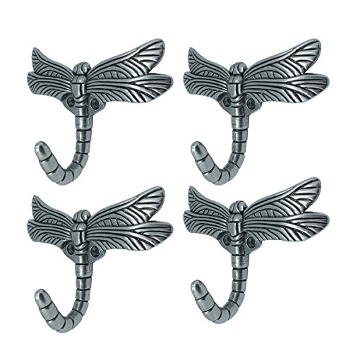 Decorative Dragonfly Hooks - Dragonfly Coat Towel Robe Bathroom Wall Animal Hooks Outdoor(Pack of 4)