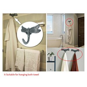 Decorative Dragonfly Hooks - Dragonfly Coat Towel Robe Bathroom Wall Animal Hooks Outdoor(Pack of 4)