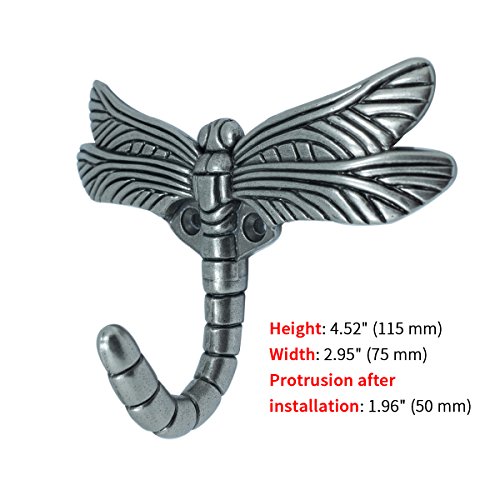 Decorative Dragonfly Hooks - Dragonfly Coat Towel Robe Bathroom Wall Animal Hooks Outdoor(Pack of 4)