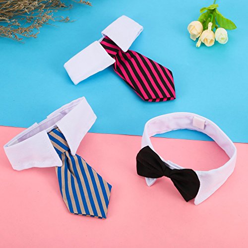 3 Pieces Adjustable Pets Dog Cat Bow Tie Pet Costume Necktie Collar for Small Dogs Puppy Grooming Accessories (S)