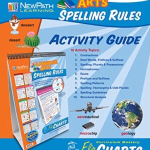 Spelling Rules Flip Chart Set (Grades 3 - 6) - 10 Laminated Write-On/Wipe-Off, Double-Sided Charts Mounted on Easel with Activity Guide