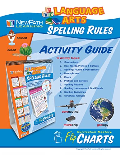 Spelling Rules Flip Chart Set (Grades 3 - 6) - 10 Laminated Write-On/Wipe-Off, Double-Sided Charts Mounted on Easel with Activity Guide