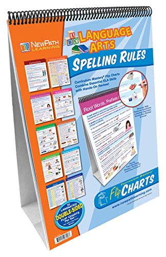 Spelling Rules Flip Chart Set (Grades 3 - 6) - 10 Laminated Write-On/Wipe-Off, Double-Sided Charts Mounted on Easel with Activity Guide