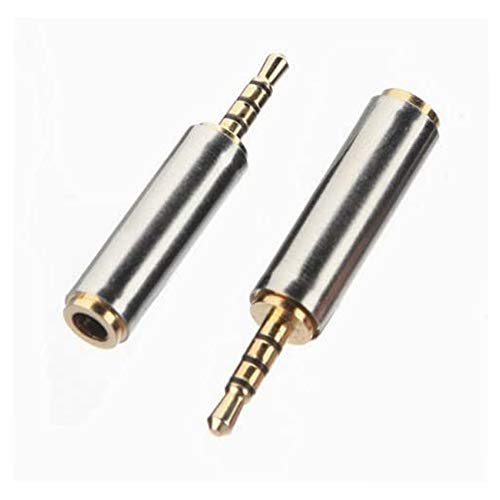 2pack Gold Plated Stereo Audio Headphone Adapter Converter Jack (2.5mm Male to 3.5mm Female, Silver)