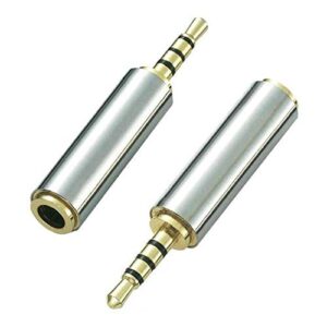 2pack gold plated stereo audio headphone adapter converter jack (2.5mm male to 3.5mm female, silver)