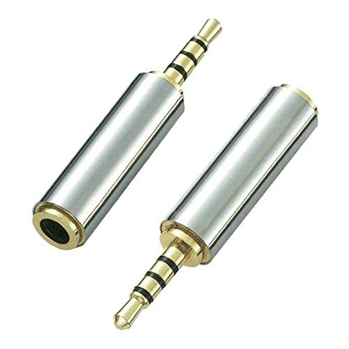 2pack Gold Plated Stereo Audio Headphone Adapter Converter Jack (2.5mm Male to 3.5mm Female, Silver)