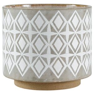 amazon brand - rivet geometric ceramic planter cylindrical pot, 8.6"h, large, gray
