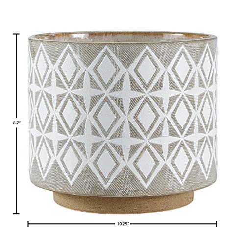 Amazon Brand - Rivet Geometric Ceramic Planter Cylindrical Pot, 8.6"H, Large, Gray