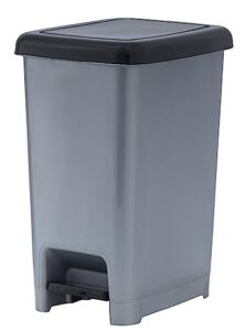 superio small 2.5 gallon plastic trash can with swing top lid, waste bin for under desk, office, bedroom, bathroom- 10 qt, beige/brown (grey/black, step on)