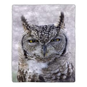 bedford home sherpa fleece throw owl print pattern, lightweight hypoallergenic bed or couch soft cozy plush blanket for adults and kids, multicolor