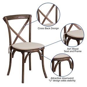 Flash Furniture 2 Pk. HERCULES Series Early American Cross Back Chair with Cushion