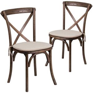 Flash Furniture 2 Pk. HERCULES Series Early American Cross Back Chair with Cushion