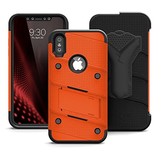 iPhone X Case - Zizo [Bolt Series] with Free [iPhone X Screen Protector] Kickstand [12 ft. Military Grade Drop Tested] Holster Belt Clip