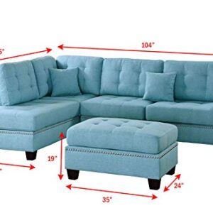 Poundex PDEX- Sofas, Light Blue