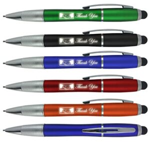 thank you pen for your boss coworker wife husband dad mom doctor, 3 in1 stylus+ metal ballpoint pen+led flashlight-compatible with most phones and touch screen devices, multicolor 5 pack