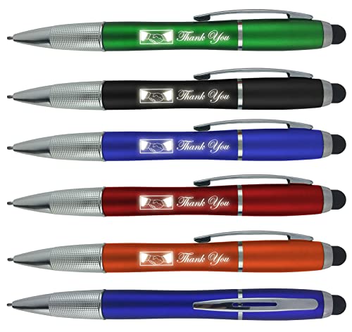 Thank You Pen for Your Boss Coworker Wife Husband Dad Mom Doctor, 3 in1 Stylus+ Metal Ballpoint Pen+LED Flashlight-Compatible with Most Phones and Touch Screen Devices, Multicolor 5 Pack