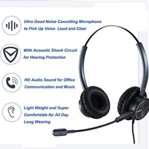 MAIRDI Telephone Headset with Microphone Noise Canceling, Binaural with RJ9 Jack & 3.5mm Connector for Office Call Center Deskphone Cell Phone PC Laptop, Work for Cisco 7941 7965 6941 7861 8811 8961