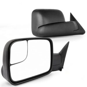 scitoo driver and passenger manual side tow mirrors 7x10 flip-up with mounting brackets replacement fit for 1994-2001 for dodge for ram pickup truck 55156335ad 55156334ad