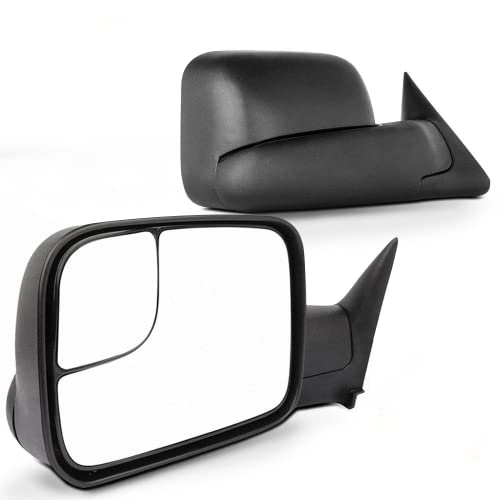 SCITOO Driver and Passenger Manual Side Tow Mirrors 7x10 Flip-Up with Mounting Brackets Replacement fit for 1994-2001 for Dodge for Ram Pickup Truck 55156335AD 55156334AD