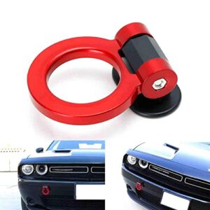 iJDMTOY Red Universal Ring Track Racing Style Tow Hook Aesthetic Decoration Kit Compatible With Any Car SUV Truck (Not Functional, Decorative Purpose ONLY)