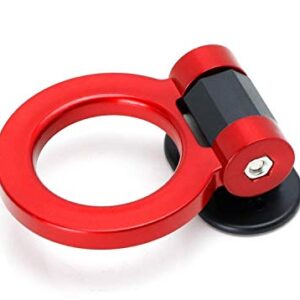 iJDMTOY Red Universal Ring Track Racing Style Tow Hook Aesthetic Decoration Kit Compatible With Any Car SUV Truck (Not Functional, Decorative Purpose ONLY)